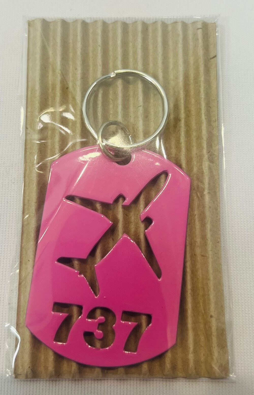 Metal Keyring - Boeing 737 Pink