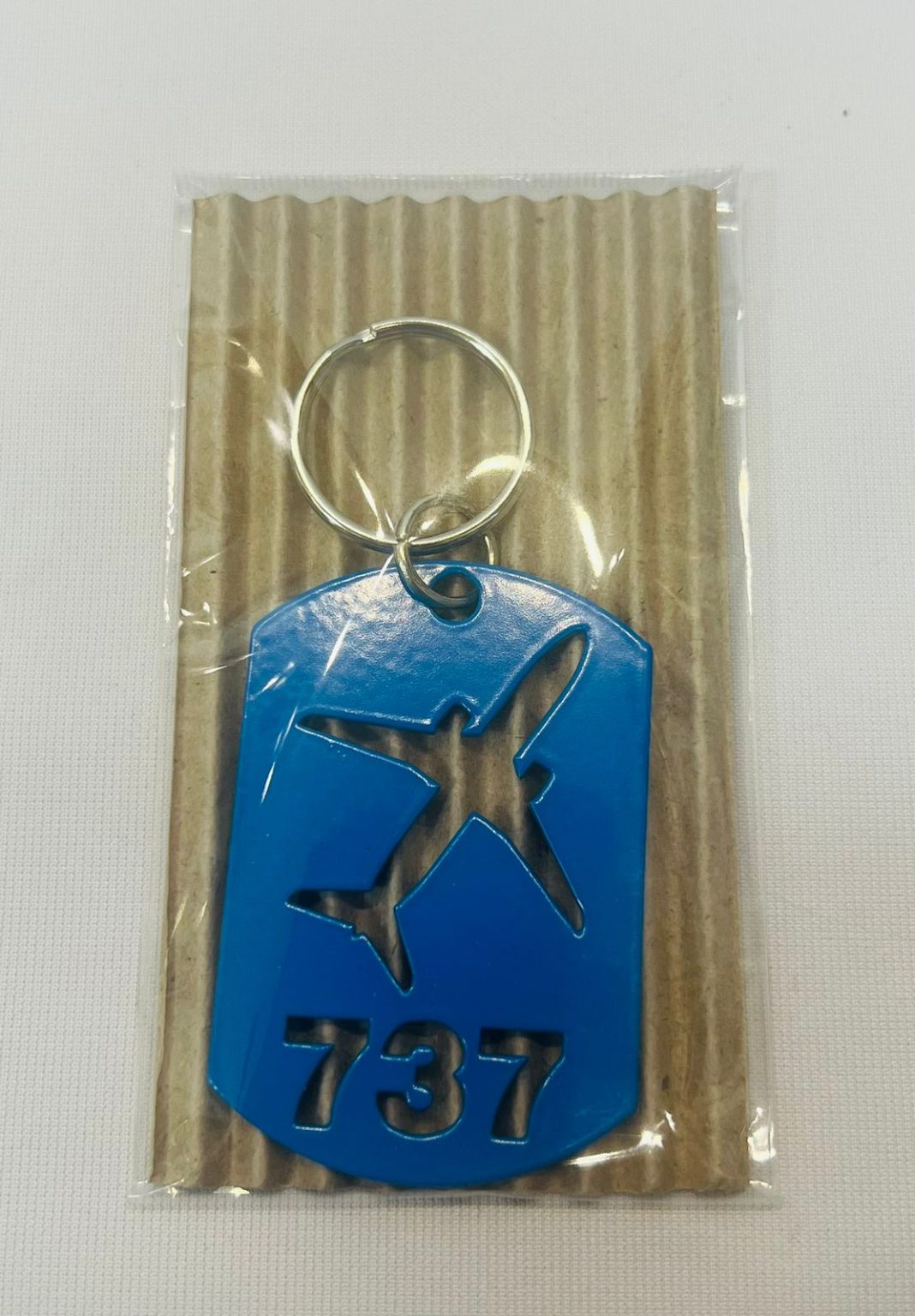 Metal Keyring Boeing 373 Blue